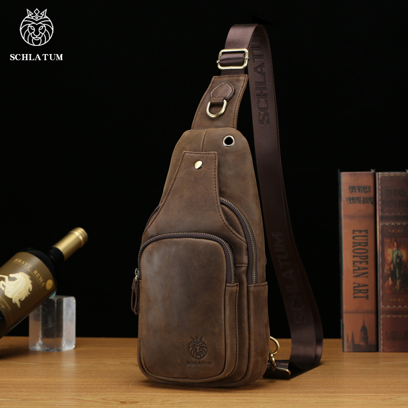 SCHLATUM tas dada kulit asli 1 - Leather Backpack Vintage ulasan dan harga